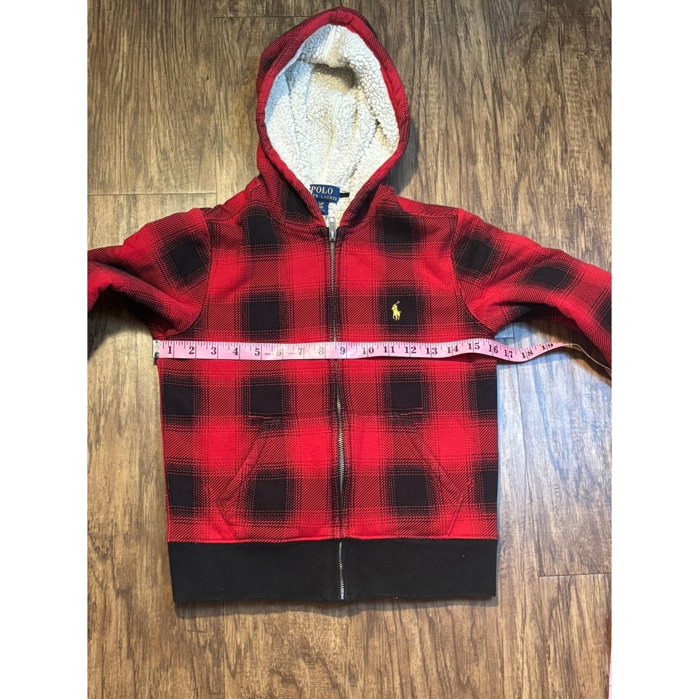 Polo Ralph Lauren Boys Red‎ Black Plaid sz 8 Fleece Lined Jacket Full Zip Preppy - Picture 6 of 6